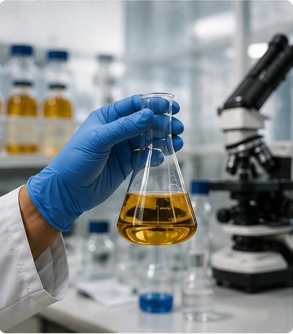 Muestra de diésel analizada en laboratorio