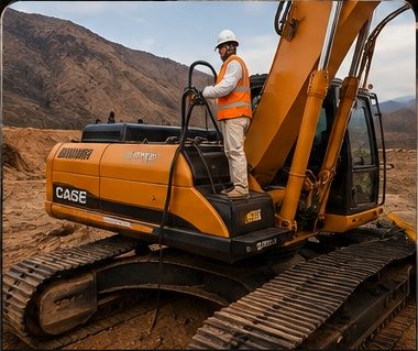 Excavadora abastecida en obra